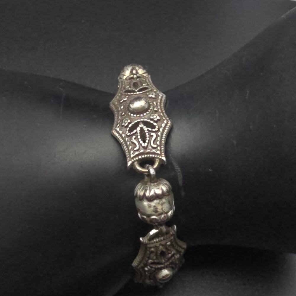 Brighton Silver Tone Link Bracelet Ornate Costume Jewelry